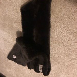 Authentic UGG faux suede/fur chocolate brown scarf